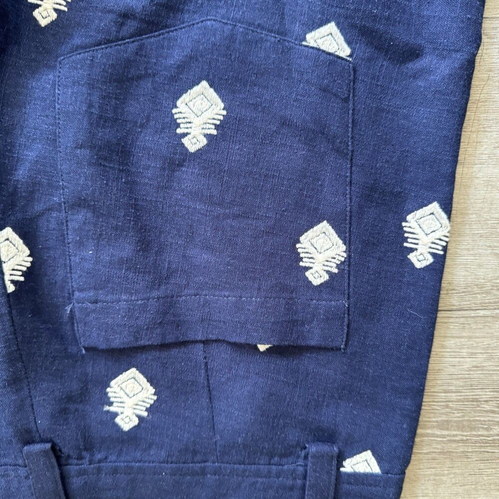 Zara High Waisted Boho ChiNavy Blue Embroidered Pants Culottes Cottagecore Sz S - Picture 14 of 16